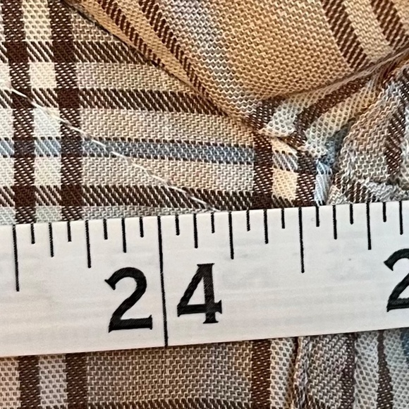 Façonnable Men’s Check Plaid Button Up Shirt - Beige / Brown / Blue, Large Tall - Picture 10 of 12